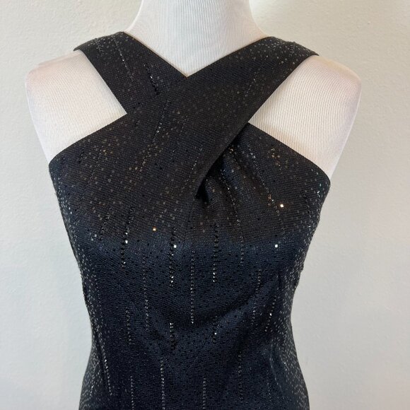 St. John Sequin Knit Cocktail Dress Evening Gown sz 4 Halter - Picture 8 of 8